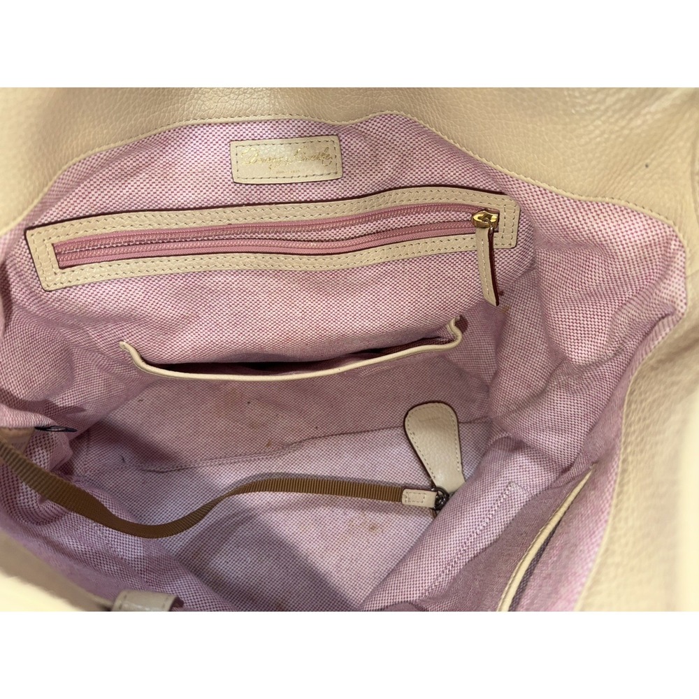 Dooney & Bourke Ivory Pebble Leather Hobo Shoulder Bag Wallet Pink Lining - Picture 3 of 16